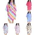 thumbnail image 1 of REDARER Kids Girls Butterfly Print Satin Kimono Robe V Neck Three Quarter Sleeve Self Belt Light Summer Sleep Bath Cover Up,3-5 Years, 1 of 8