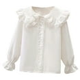 thumbnail image 1 of REDARER Kids Girls Long Sleeve Party Blouses Kids Elegant Ruffled Button Down Shirts School Tops,Size:5-6 Years, 1 of 3