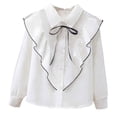thumbnail image 1 of REDARER Kids Girls Long Sleeve Party Blouses Kids Elegant Ruffled Button Down Shirts School Tops,Size:5-6 Years, 1 of 3