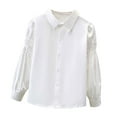 thumbnail image 1 of REDARER Kids Girls Long Sleeve Party Blouses Kids Elegant Ruffled Button Down Shirts School Tops,Size:7-8 Years, 1 of 3