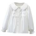 thumbnail image 1 of REDARER Kids Girls Long Sleeve Party Blouses Kids Elegant Ruffled Button Down Shirts School Tops,Size:9-10 Years, 1 of 3