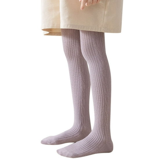 Kids Girls Tights Cotton Cable Knit Footed Pantyhose Baby Stockings Toddler Leggings,Color:Purple Size:8-9 Years