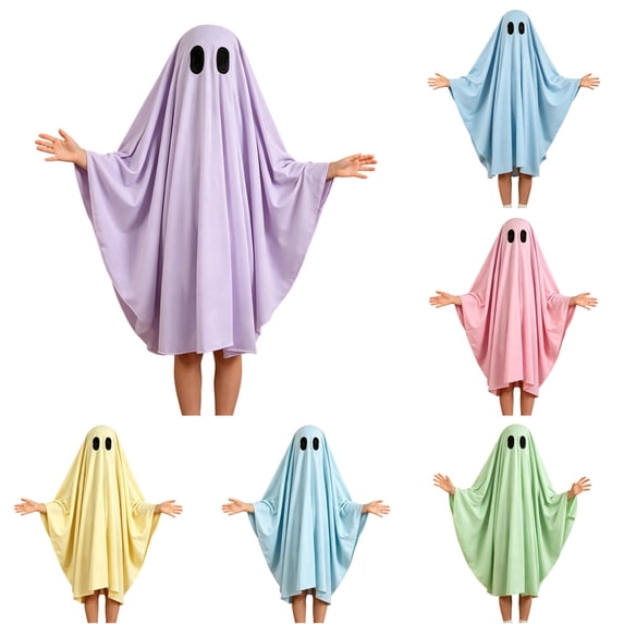 REDARER Kids Halloween Ghost Cosplay Cloak Eye Cutout Hooded Robe for Trick or Treat Stage Performance Fancy Dress Party Outfit,5-8 Years