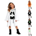 thumbnail image 1 of REDARER Kids Halloween Ghost Hooded Dress with Ghost Print Chain Decor Jagged Hem Long Bell Sleeve for Trick or Treat Cosplay Party School DressâUp Outfit,11-12 Years, 1 of 5