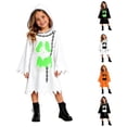thumbnail image 1 of REDARER Kids Halloween Ghost Hooded Dress with Ghost Print Chain Decor Jagged Hem Long Bell Sleeve for Trick or Treat Cosplay Party School DressâUp Outfit,3-4 Years, 1 of 7