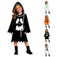 thumbnail image 1 of REDARER Kids Halloween Ghost Hooded Dress with Ghost Print Chain Decor Jagged Hem Long Bell Sleeve for Trick or Treat Cosplay Party School DressâUp Outfit,7-8 Years, 1 of 4