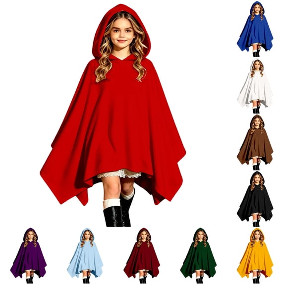 REDARER Kids Hooded Bat Cape Cloak Loose PonchoâStyle Robe for Halloween Dress Up Cosplay Fancy Dress Party Stage Performance Outfit,S