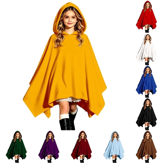 REDARER Kids Hooded Bat Cape Cloak Loose PonchoâStyle Robe for Halloween Dress Up Cosplay Fancy Dress Party Stage Performance Outfit,S