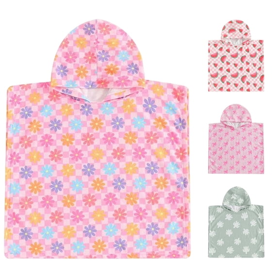 REDARER Kids Hooded Beach Poncho Towel Lightweight Absorbent Turtle Graphic Swim Bath Robe For Boys Girls,12-18 Months