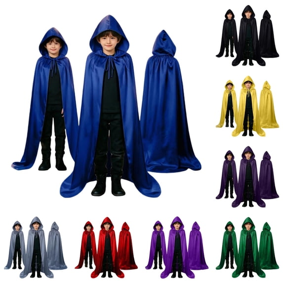 REDARER Kids Hooded Cloak Classic Cape with Front Tie for Halloween Party Trick or Treat Stage Performance Cosplay Fancy Dress Outfit,150