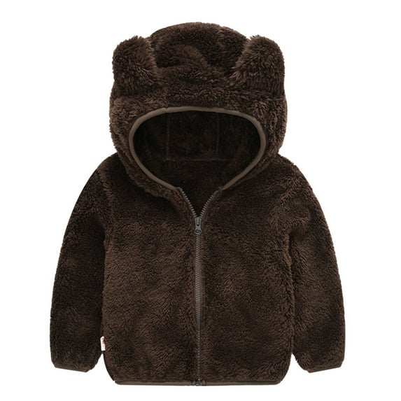 REDARER Kids Hooded Coat - Plush Bear-Ear Design, Warm Zip-Up Outerwear for Cold Weather,Size:2-3 Years