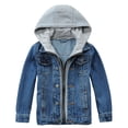 thumbnail image 1 of REDARER Kids Hooded Denim Jacket Trucker Style Zip Button Closure Durable Comfortable Casual Outerwear Coat for Daily Wear,13-14 Years, 1 of 9
