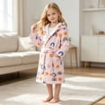 thumbnail image 1 of REDARER Kids Hooded Flannel Bathrobe Rainbow Sun Print Plush Robe with Pockets Tie Belt Warm Sleepwear for Home Shower Nightwear,6-7 Years, 1 of 5