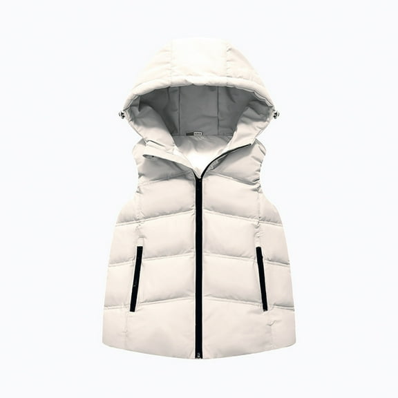 REDARER Kids Hooded Puffer Vest, Winter Warm Padded Sleeveless Jacket for Girls and Boys, Cozy Zip Up Outerwear for Toddlers,Size:10-11 Years