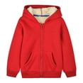 thumbnail image 1 of REDARER Boys Girls Hooded Pullover Thick Lined Versatile Casual Warm Outerwear Winter Cozy Lamb Wool Jacket,Color:Red,Size:12-18 Months, 1 of 8