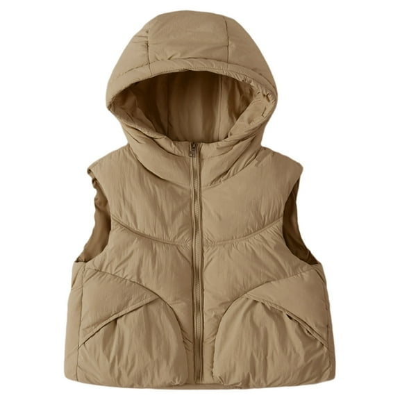REDARER Kids Hooded Vest, Thick Loose Fit Sleeveless Jacket for Boys and Girls, Cozy Padded Outerwear for Casual Fall Winter Wear,Size:9-10 Years