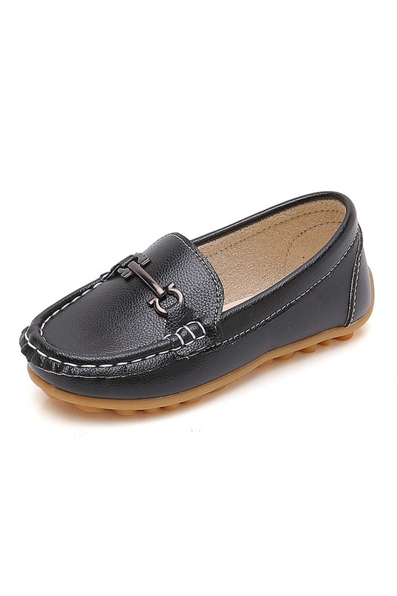 Kids Leather Loafers - Soft Sole Breathable Dress Shoes, Versatile Flat Shoes for School Performance & Daily Wear,Size:3.5