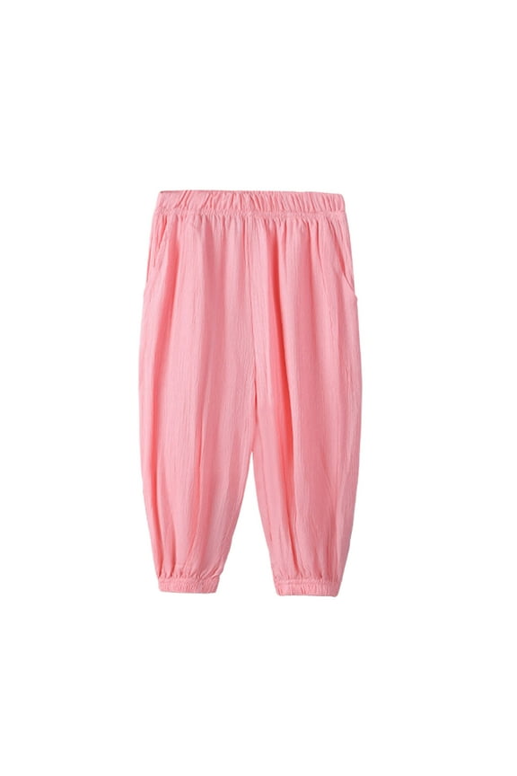 Kids' Lightweight Bubble Harem Pants Elastic Waist Comfortable Summer Outdoor Play Active Wear,3-4 Years