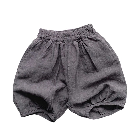 REDARER Kids Linen Bubble Shorts, Elastic Waist Casual Solid Color Summer Trousers for Boys & Girls,4-5 Years