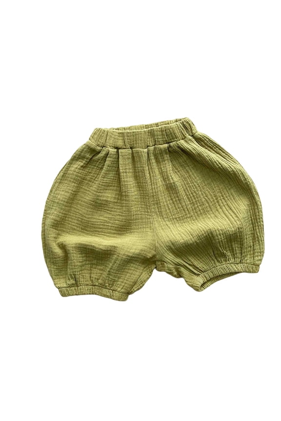 Kids Linen Bubble Shorts, Elastic Waist Casual Summer Holiday Beach Shorts for Boys & Girls,2-3 Years