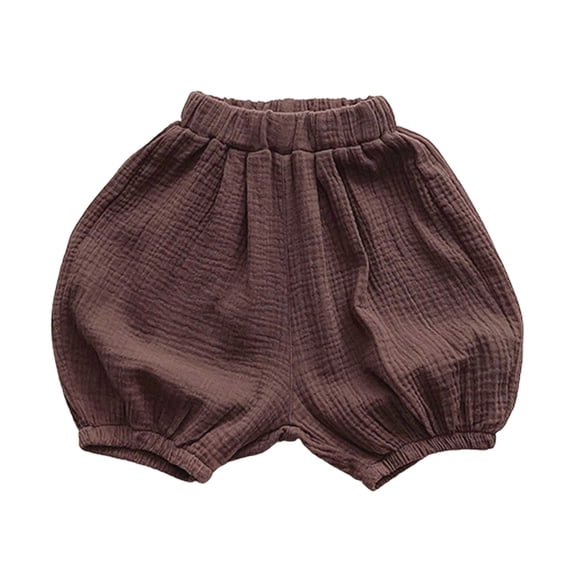 REDARER Kids Linen Bubble Shorts, Elastic Waist Casual Summer Holiday Beach Shorts for Boys & Girls,6-12 Months