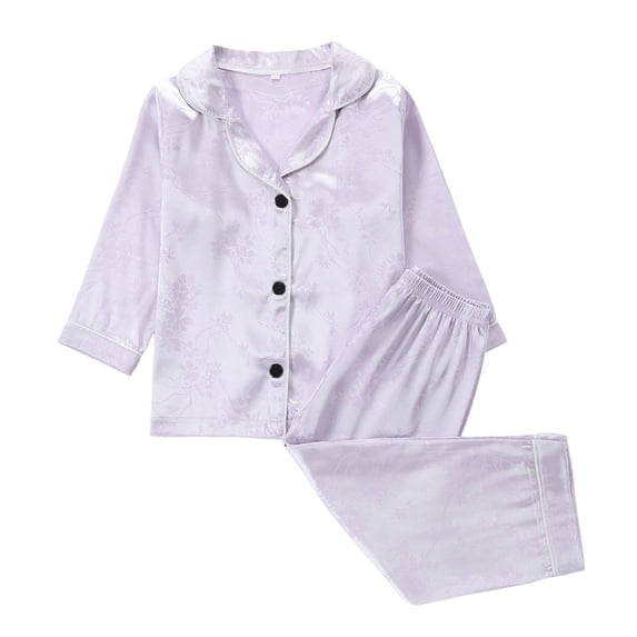 REDARER Kids Long Sleeve Floral Top & Pants Pajama Set, Casual Outfit with Notched Collar & Pocket for Toddler,1-2 Years
