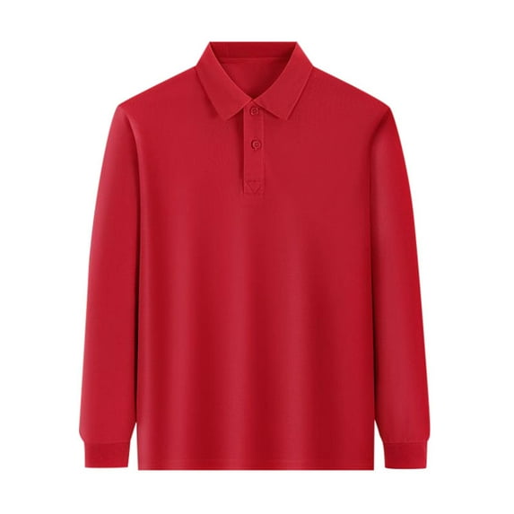 REDARER Kids Long Sleeve Polo Shirt - Solid Color Cotton Top, Comfortable School Uniform & Active Play Tee for Boys and Girls,Size:11-12 Years