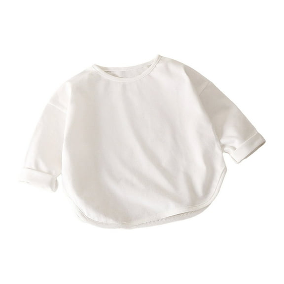 REDARER Kids Long Sleeve Shirt, U-Shaped Hemline Basic Tee for Boys and Girls, Soft Cotton Casual Daily Wear,Size:6-12 Months