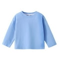 thumbnail image 1 of REDARER Kids Long Sleeve T-Shirt Crewneck Basic Tee Soft Cotton Top Comfortable Fall Winter Layering Essential For Children,Color:Blue,Size:5-6 Years, 1 of 3
