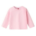 thumbnail image 1 of REDARER Kids Long Sleeve T-Shirt Crewneck Basic Tee Soft Cotton Top Comfortable Fall Winter Layering Essential For Children,Color:Pink,Size:5-6 Years, 1 of 3
