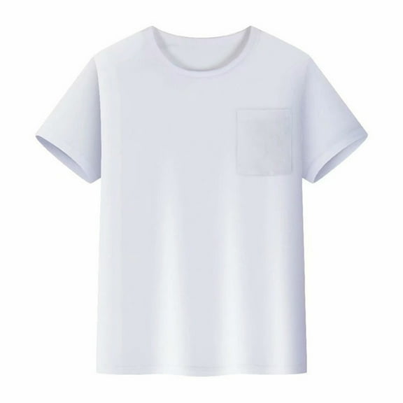 REDARER Kids Mesh T-Shirt Short Sleeve Crew Neck With Pocket Plain Color Comfortable Top For Boys Girls Summer Wear,Color:2 White,Size:13-14 Years