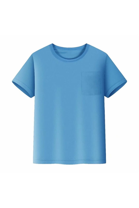 Kids Mesh T Shirts Short Sleeve Plain Top Tees Boy & Girl Baby Unisex Toddler Children Crew Neck T Shirt with Pocket Boys Uniform Shirts, for Size 2-3 Years