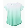 thumbnail image 1 of REDARER Kids Mint Gradient Short Sleeve Athletic T Shirt Breathable Mesh Performance Top for Sports Play,6-7 Years, 1 of 3