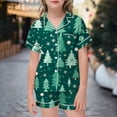thumbnail image 1 of REDARER Kids Modern Christmas Tree Pajama Set Short Sleeve Button Shirt and Shorts with Pocket Boys Girls Holiday Sleepwear for Xmas Family Matching,6-7 Years, 1 of 3