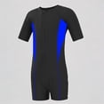 thumbnail image 1 of REDARER Kids' One-Piece Short-Sleeve Swimsuit – Color-Block Design, Full-Zip Front, Durable Fabric for Surfing & Diving Activities,7-9 Years, 1 of 4