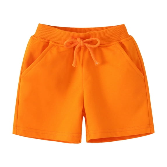 REDARER Kids' Orange Solid Casual Shorts, Elastic Drawstring Waist Sport Beach Shorts for Boys & Girls,3-4 Years
