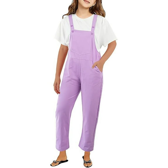 REDARER Kids Overalls, Sleeveless Adjustable Loose Fit Casual Romper Jumpsuits with Pockets,5-6 Years