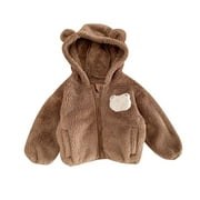 REDARER Kids' Plush Hooded Jacket - Soft Coat for Boys & Girls, Warm Winter Outerwear with Cute Animal Ears,Size:12-24 Months