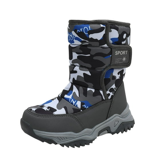 REDARER Kids Plush Lined Snow Boots - High Top Winter Boots with Hook Loop, Multi-Color Warm Outdoor Footwear for Boys & Girls,Size:10.5