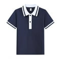 thumbnail image 1 of REDARER Kids' Polo Shirt - Breathable Short Sleeve Top with Collar, Soft Cotton Striped Tee, Classic Loose Fit for School & Play,Size:6-7 Years, 1 of 2