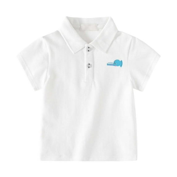 REDARER Kids' Polo Shirt - Cartoon Animal Print Short Sleeve Top, Breathable Lapel Collar Shirt for Outdoor Play & Casual Wear,Size:4-5 Years