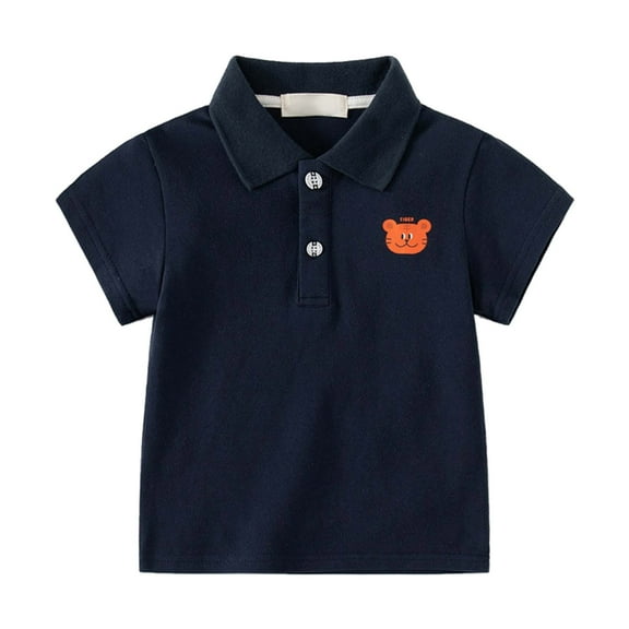 REDARER Kids' Polo Shirt - Cartoon Animal Print Short Sleeve Top, Breathable Lapel Collar Shirt for Outdoor Play & Casual Wear,Size:4-5 Years