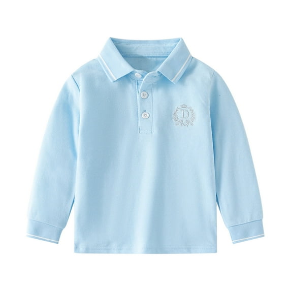 REDARER Kids Polo Shirt Long Sleeve Solid Color Lapel Collar Pullover Top, Soft Casual Fall Outfit for Toddler Boys and Girls,Size:1-2 Years