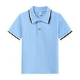 thumbnail image 1 of REDARER Kids' Polo Shirt Short Sleeve Classic Collared Top Soft Cotton Comfortable Striped Tee for Boys Girls School Uniform Casual Outfit,Size:4-5 Years, 1 of 2