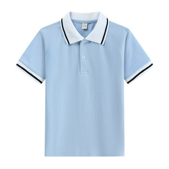 REDARER Kids' Polo Shirt Short Sleeve Classic Loose Top Soft Cotton Solid Color Striped Collar Tee for Boys Girls School Uniform Casual Wear,Size:3-4 Years