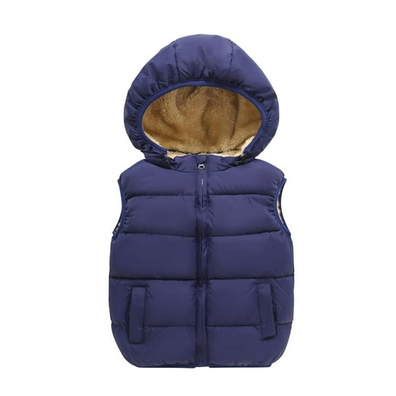 REDARER Kids Puffer Vest, Lined Sleeveless Jacket for Toddler Boys Girls, Removable Hood Winter Wear,Size:3-4 Years