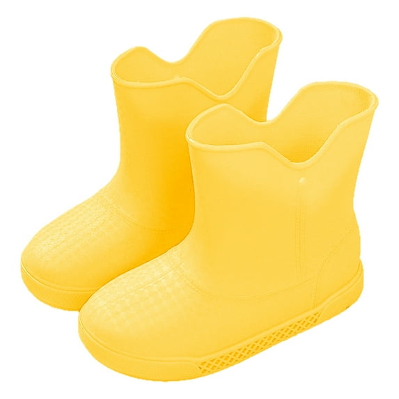 REDARER Kids Rain Boots for Boys & Girls - Mid Top Waterproof Shoes, Fashionable Solid Color for Spring/Summer, Comfortable Rubber Play Footwear - Rain Boots Kids,Color:2 Yellow Size:4-4.5 Years