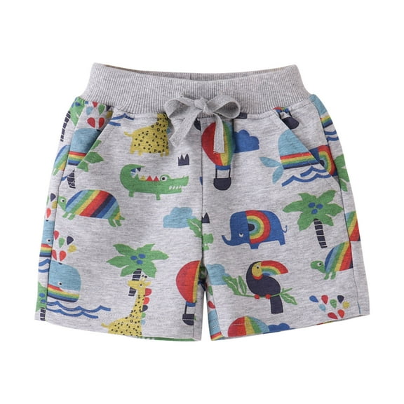 REDARER Kids' Rainbow Animal Print Shorts, Elastic Drawstring Waist Casual Sport Beach Shorts for Toddler Girls & Boys,2-3 Years