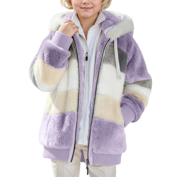 REDARER Kids Reversible Hooded Jacket, Two-Tone Color Block Coat for Girls & Boys, Zipper Pockets All Season Cozy Warm Outerwear,Size:11-12 Years