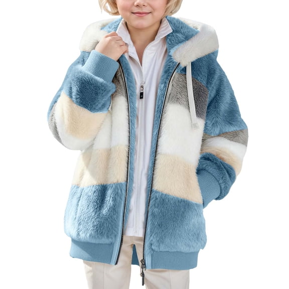 REDARER Kids Reversible Hooded Jacket, Two-Tone Color Block Coat for Girls & Boys, Zipper Pockets All Season Cozy Warm Outerwear,Size:13-14 Years